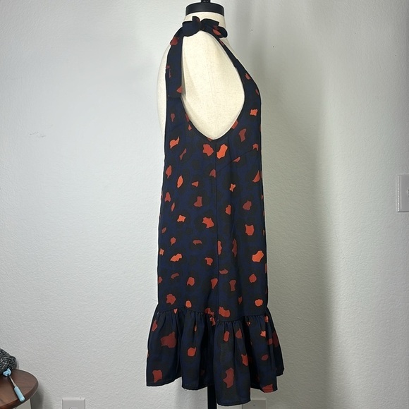 Judith March navy animal print drop waist shoulder tie dress size small - Picture 6 of 10
